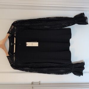 NWT ME+EM Antique Lace Layering Top Navy US 6